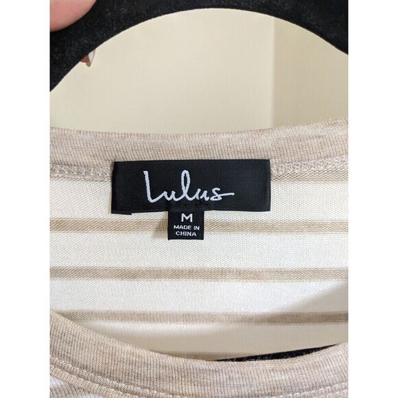 Lulus Striped Long Sleeve Soft Cozy Knit Oversized Top Stretch Lounge Medium - Picture 9 of 10